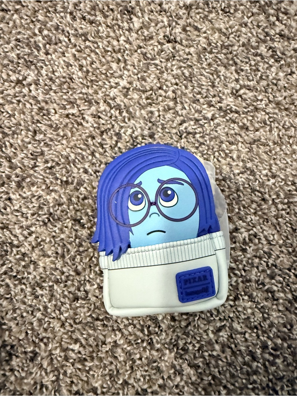 Loungefly Inside Out Sadness Bag Charm — Blue & Cream